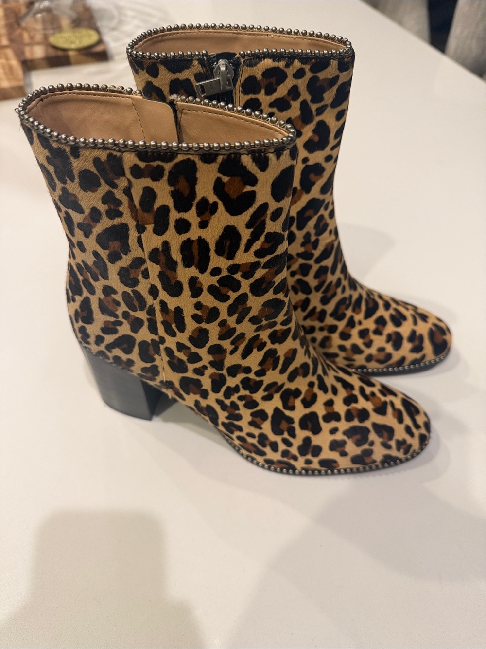 Coach Leopard Print Ankle Boots in Tan and Black New size 9.5